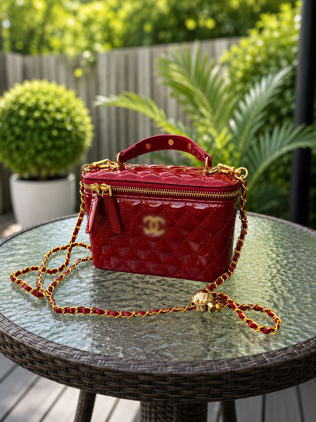 Cherry 🍒 Red shiny box bag - AG