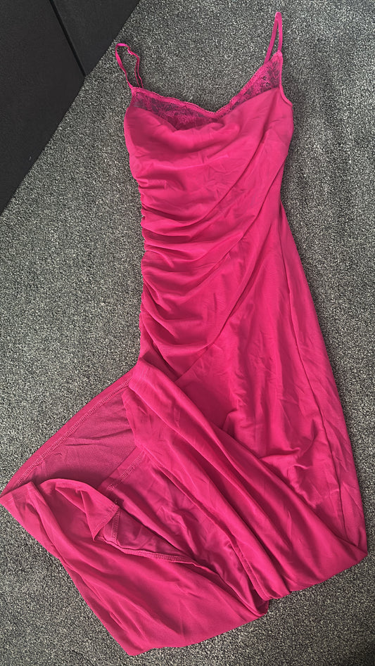 Hot pink long dress size small -Rg