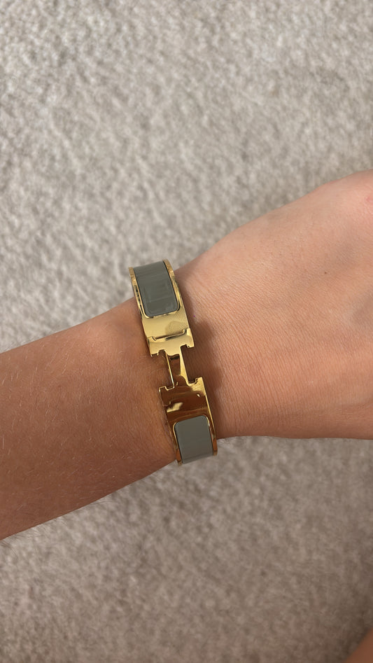 Dark beige / grey and gold h bracelet-Rg