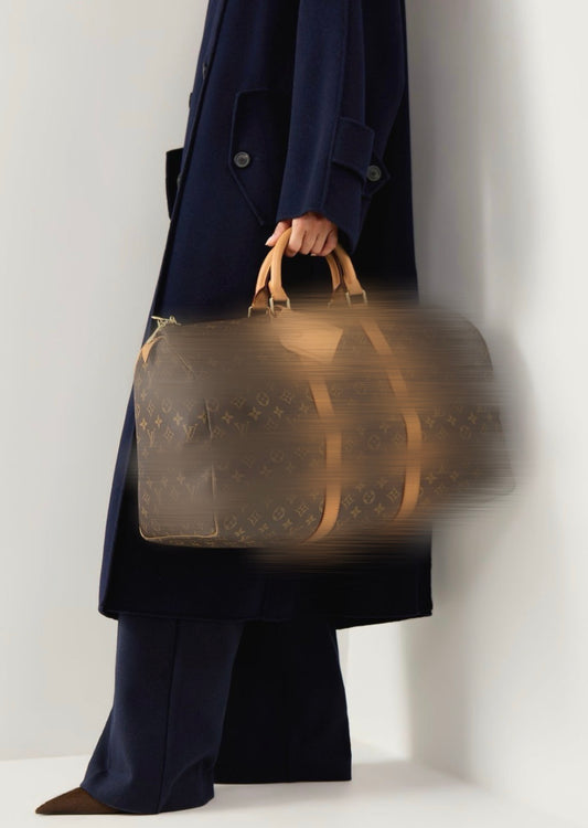 Brown large duffel bag with long strap -Rg