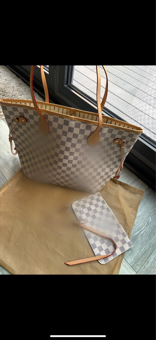 White grid shoulder bags -Rg