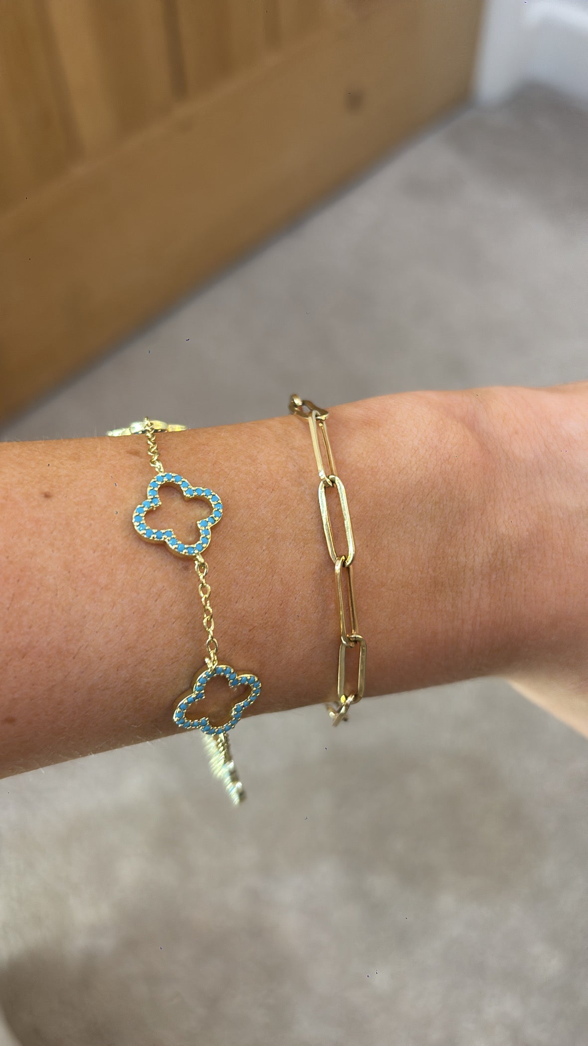 Gold and blue gem bracelet