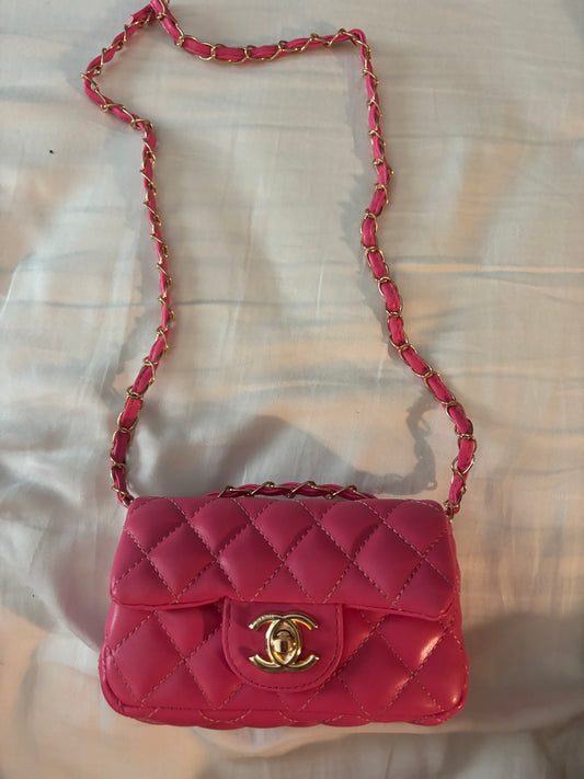 Hot pink mini c crossover bag -Rg