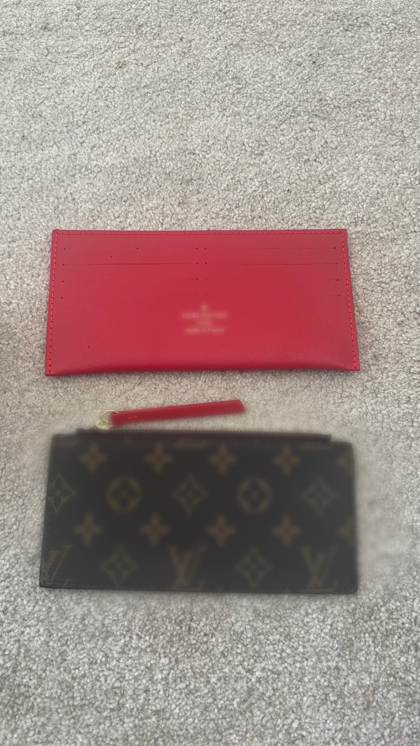 Brown and Red crossover bag