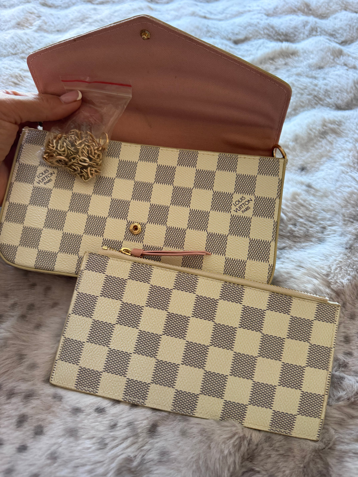 White Grid bag - with chain and purse AG