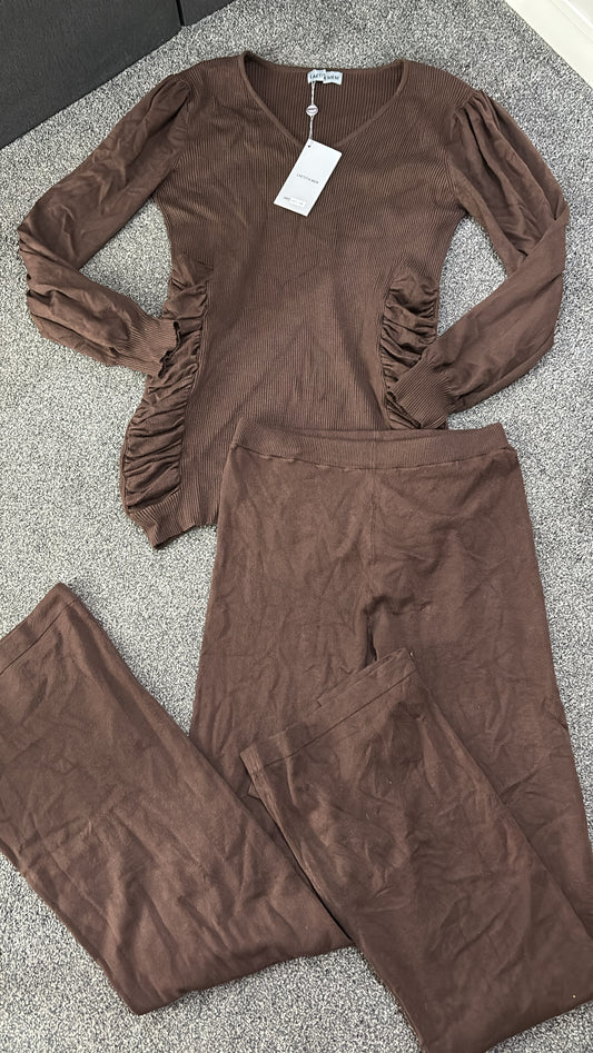 Brown top and leggings set / outfit size 8/12 one size -Rg