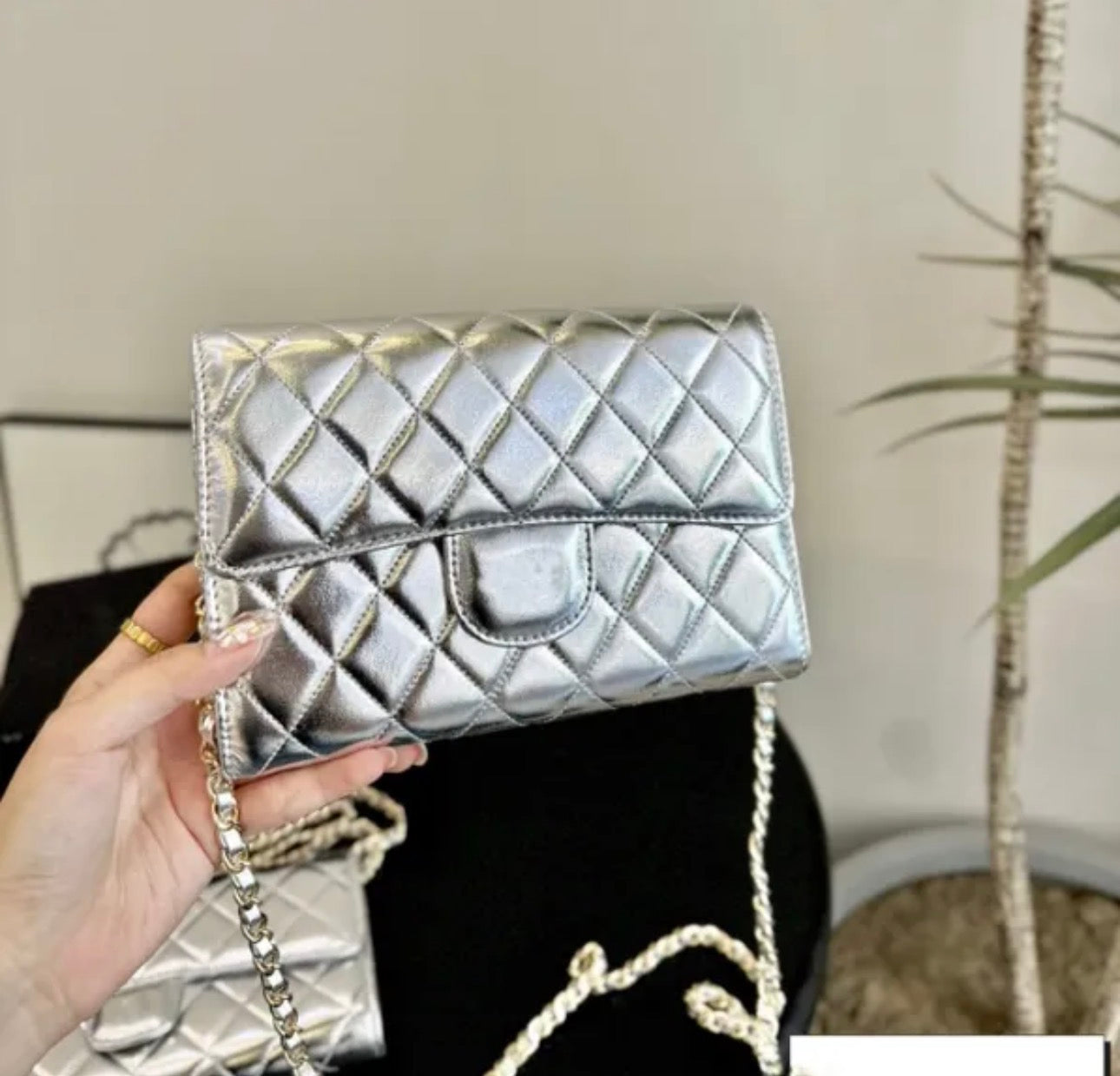 Silver Quilted Bag - AG