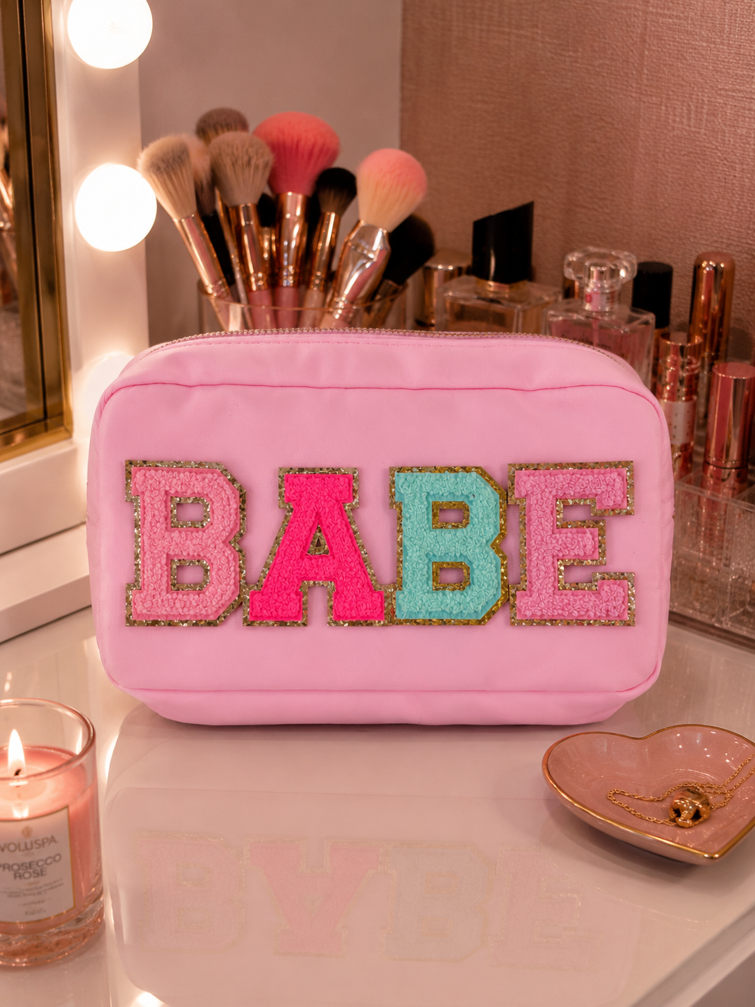 Pink small bags with letters on BABE -Rg