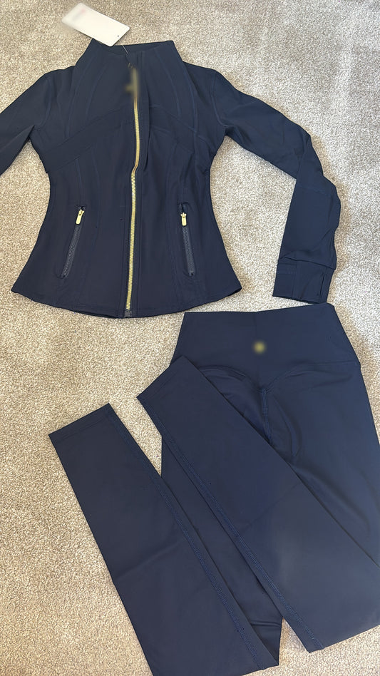Navy and gold zip gym set size 2