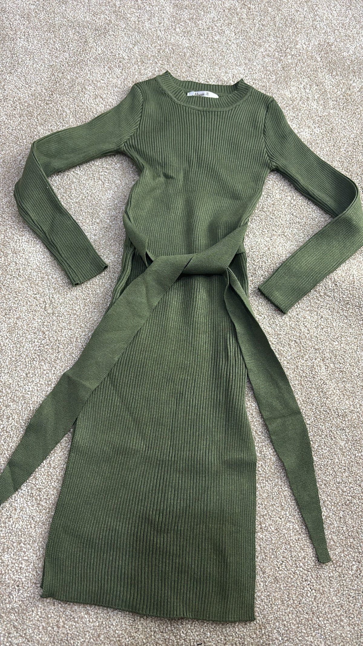 Khaki kids long sleeve dress -Rg