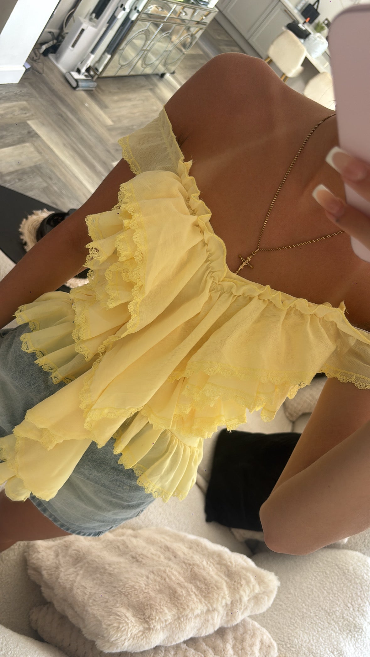 Baby yellow frill top size Small