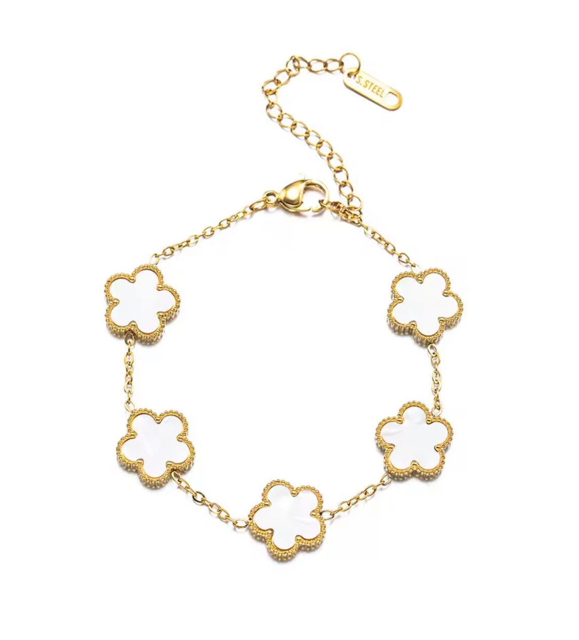 White and Gold clover bracelet