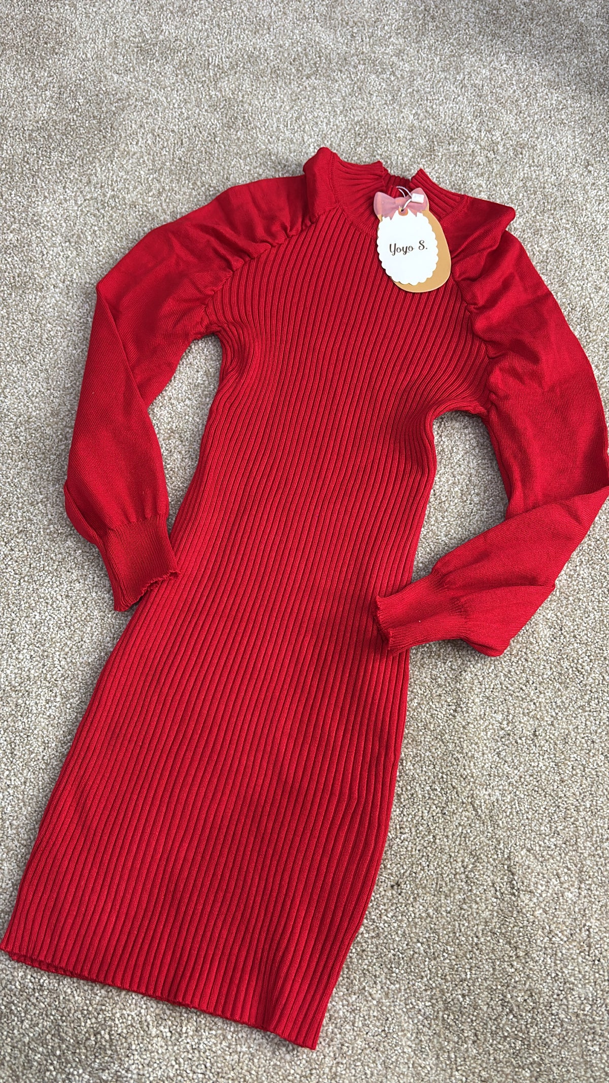 Kid red long sleeve dress -Rg