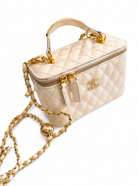 Cream shiny box bag - AG