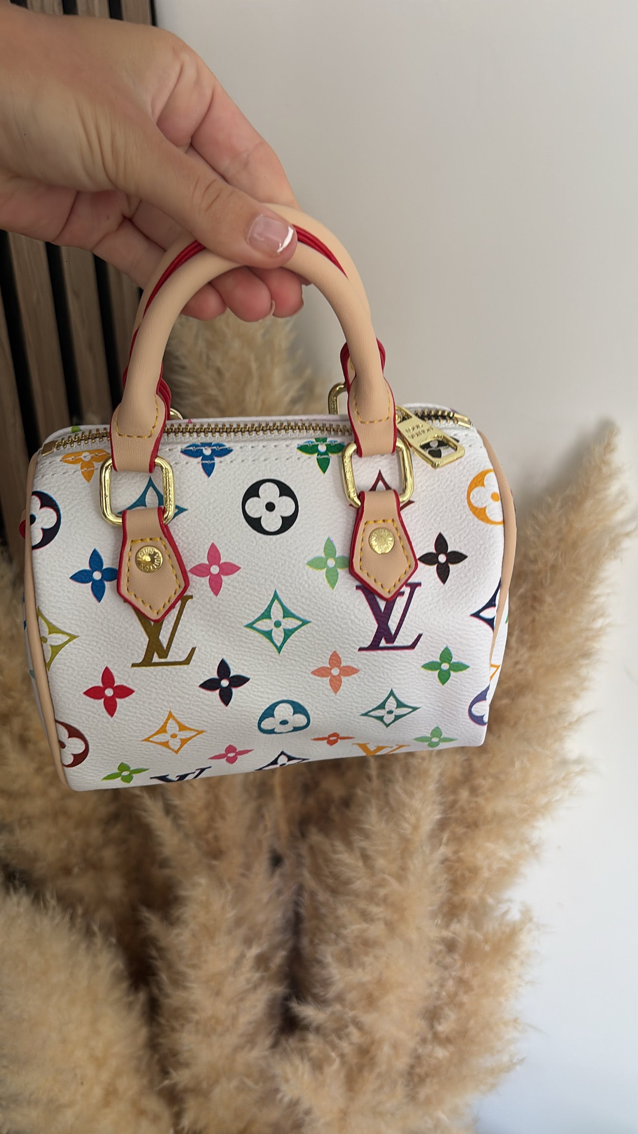Rainbow flower mini handbag with long strap -Rg