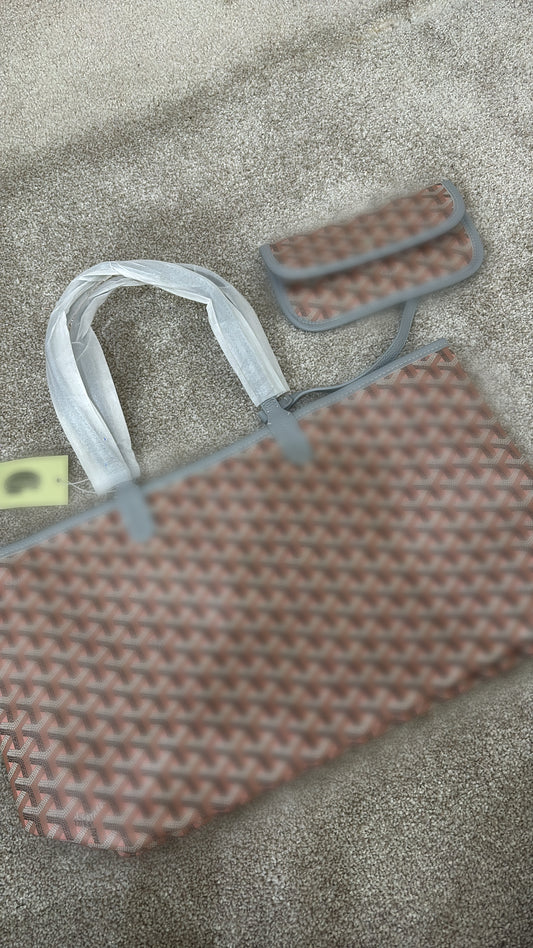 Grey and Baby pink shoulder bag