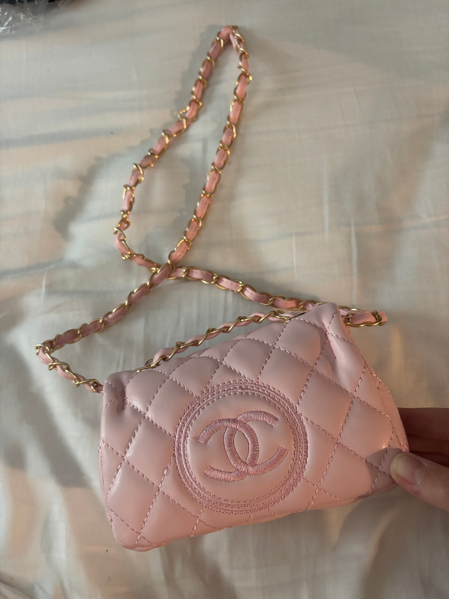Baby pink mini c crossover bag -Rg