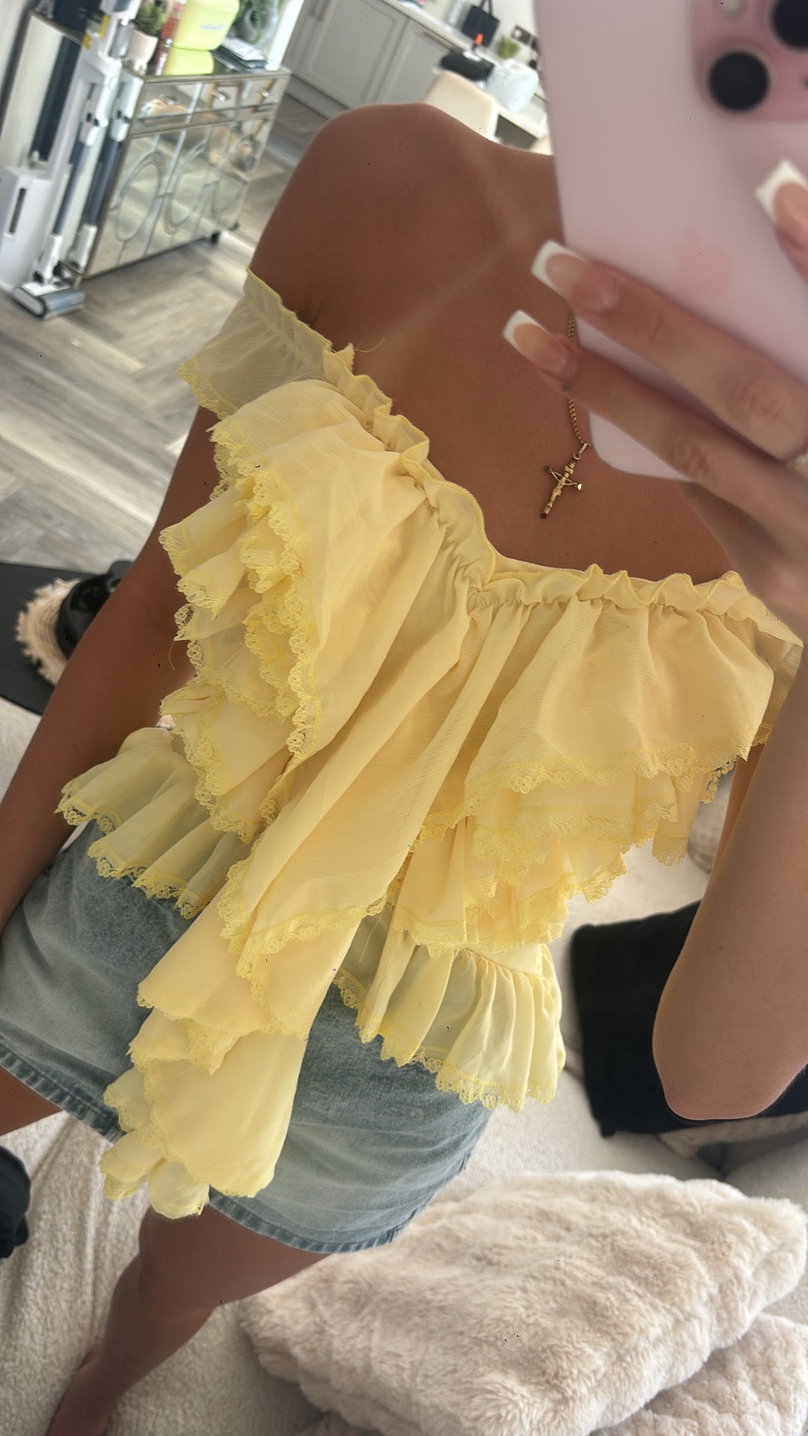 Baby yellow frill top size Small
