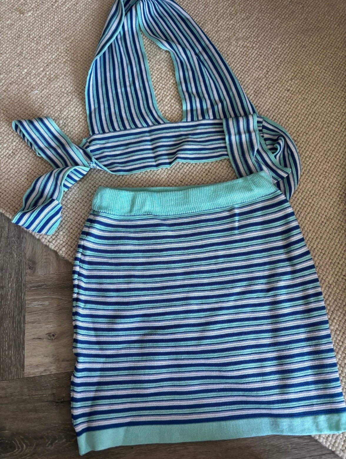 Blue stripe backless co ord size s