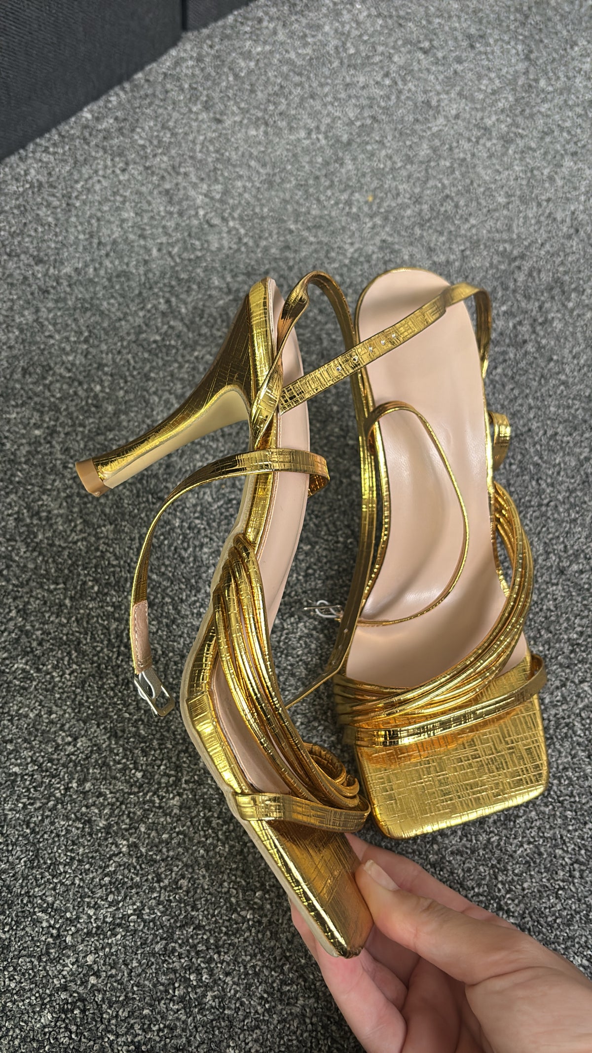 Gold high heels size 5 -Rg
