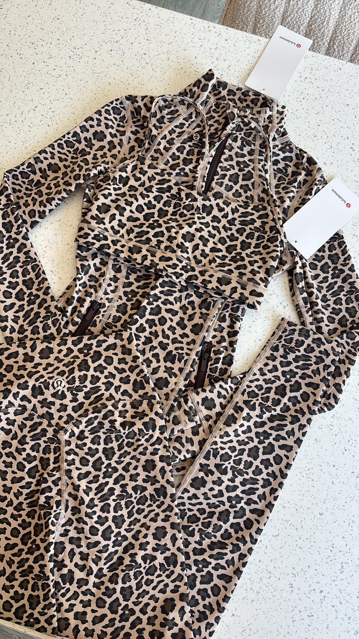 LIMITED ADDITION leopard 3 piece lulu gym set size XS