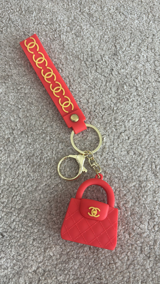 Red mini handbag key chain- Rg