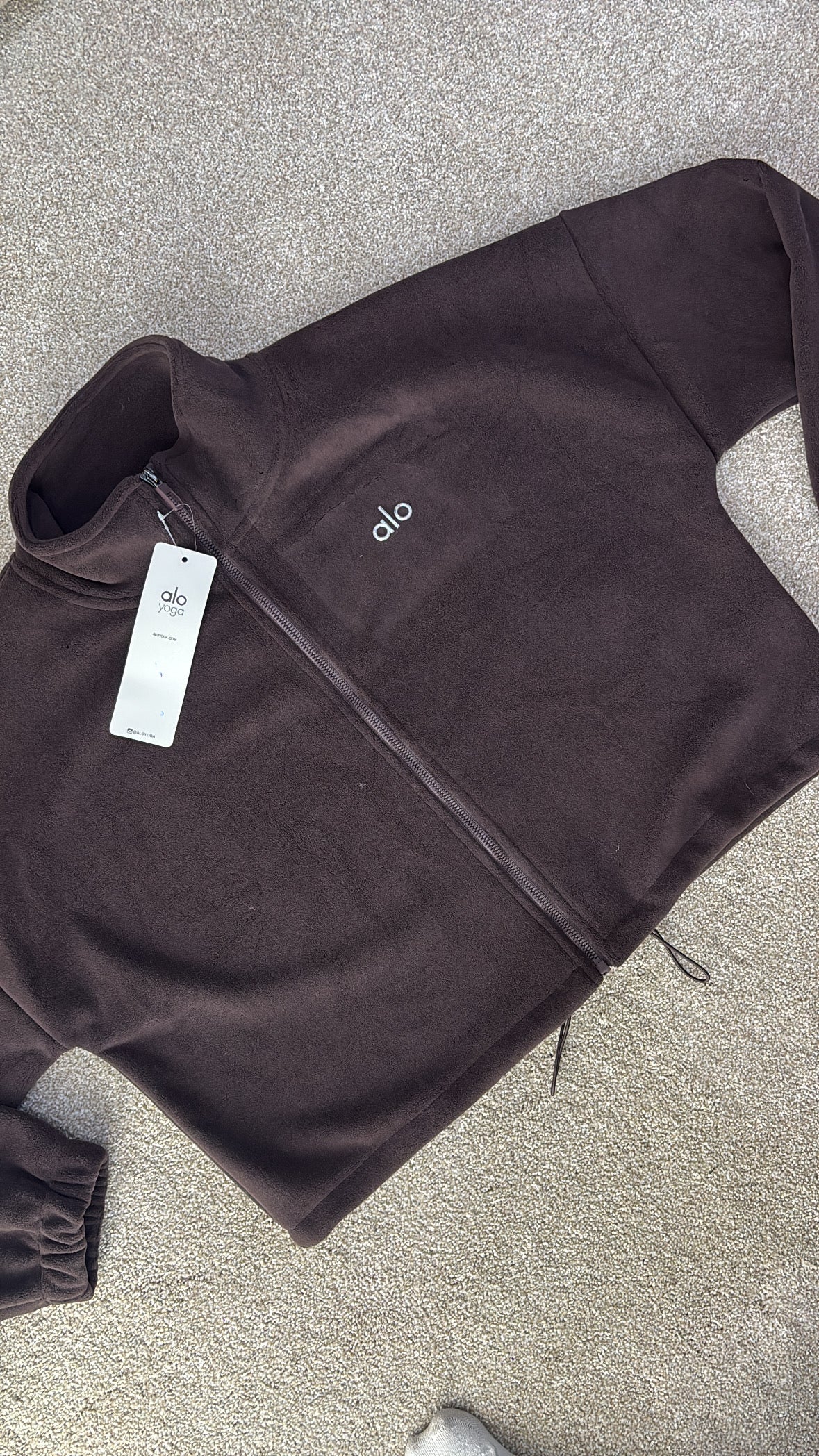 Brown fleece zip up jacket size S