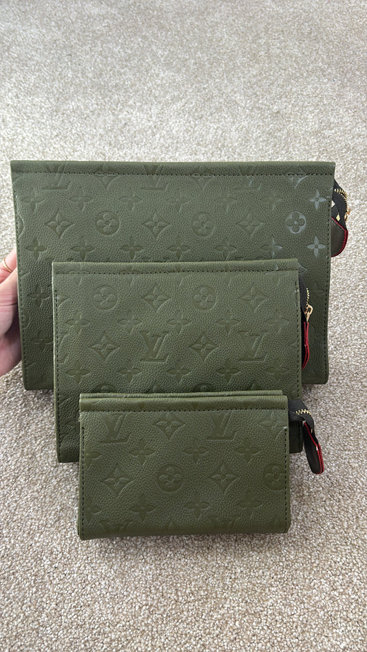 Khaki 3 piece clutch set