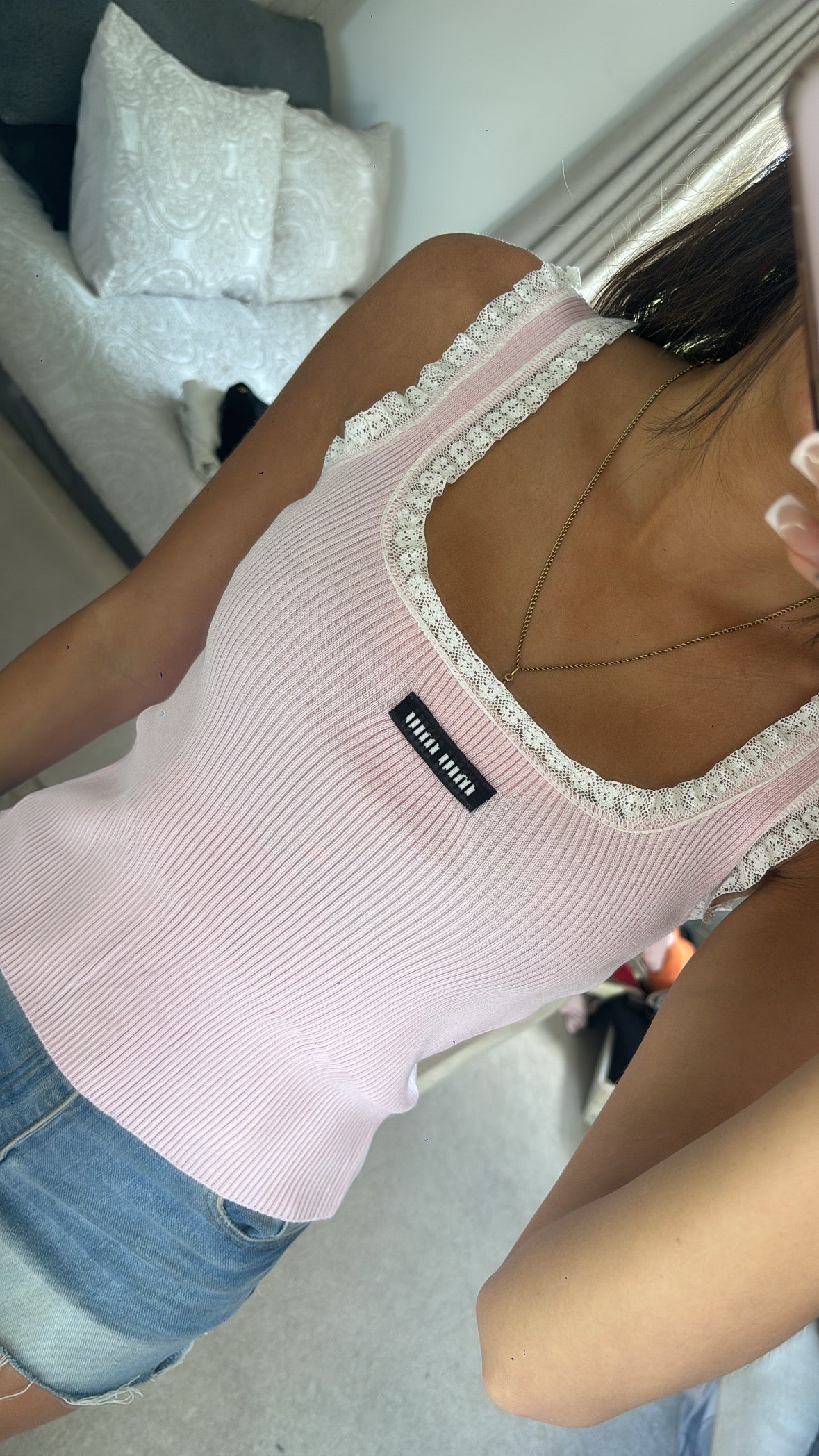 Baby pink and white MM top size Small