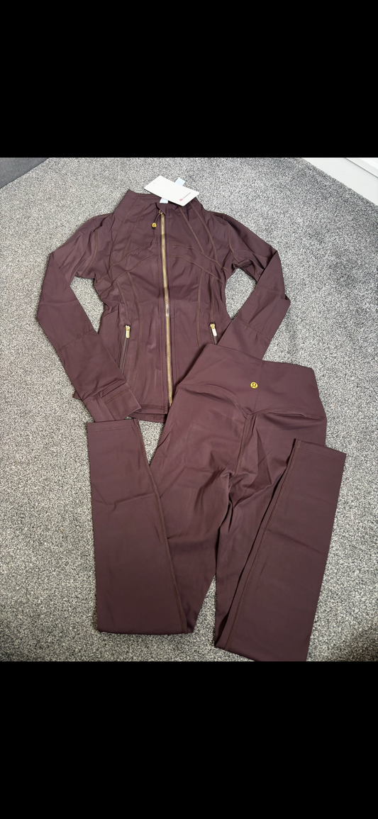 Brown with gold zips Lulu gym set -Rg