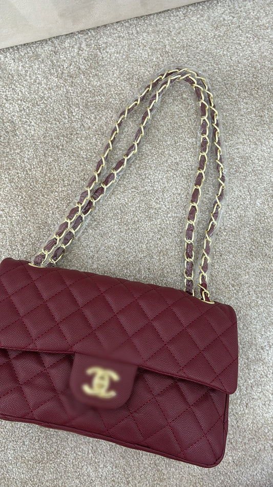 Burgundy classic C crossover bag
