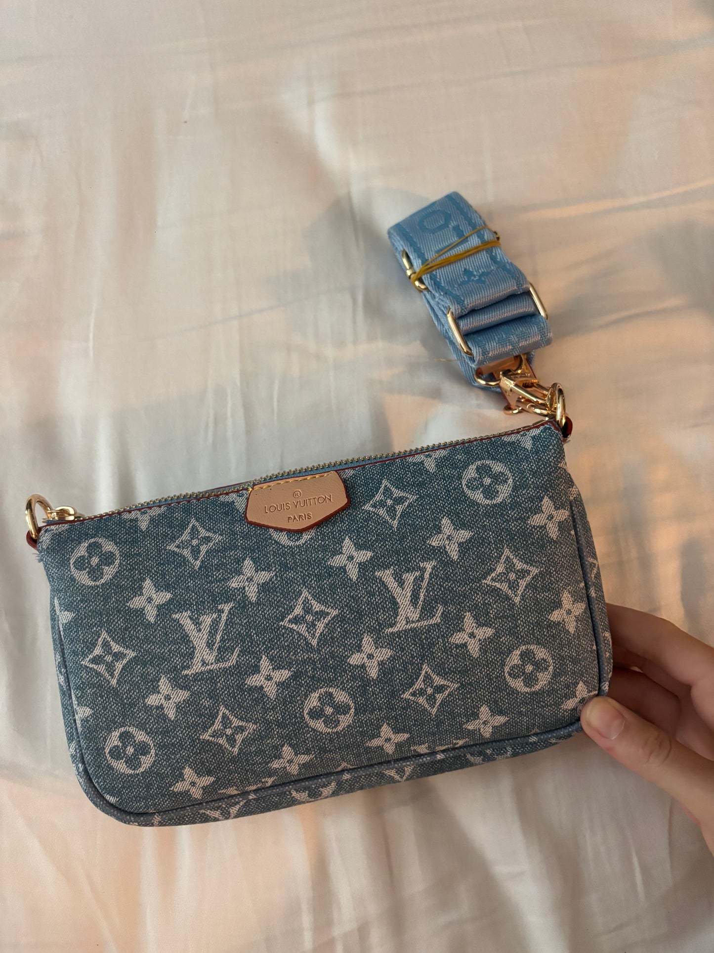 Denim flower crossover bag -Rg