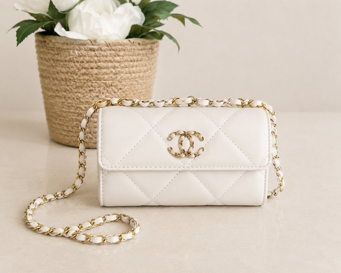 Cream Quilted Mini Bag - AG