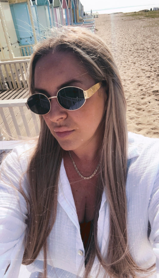 Gold Oval C Sunglasses