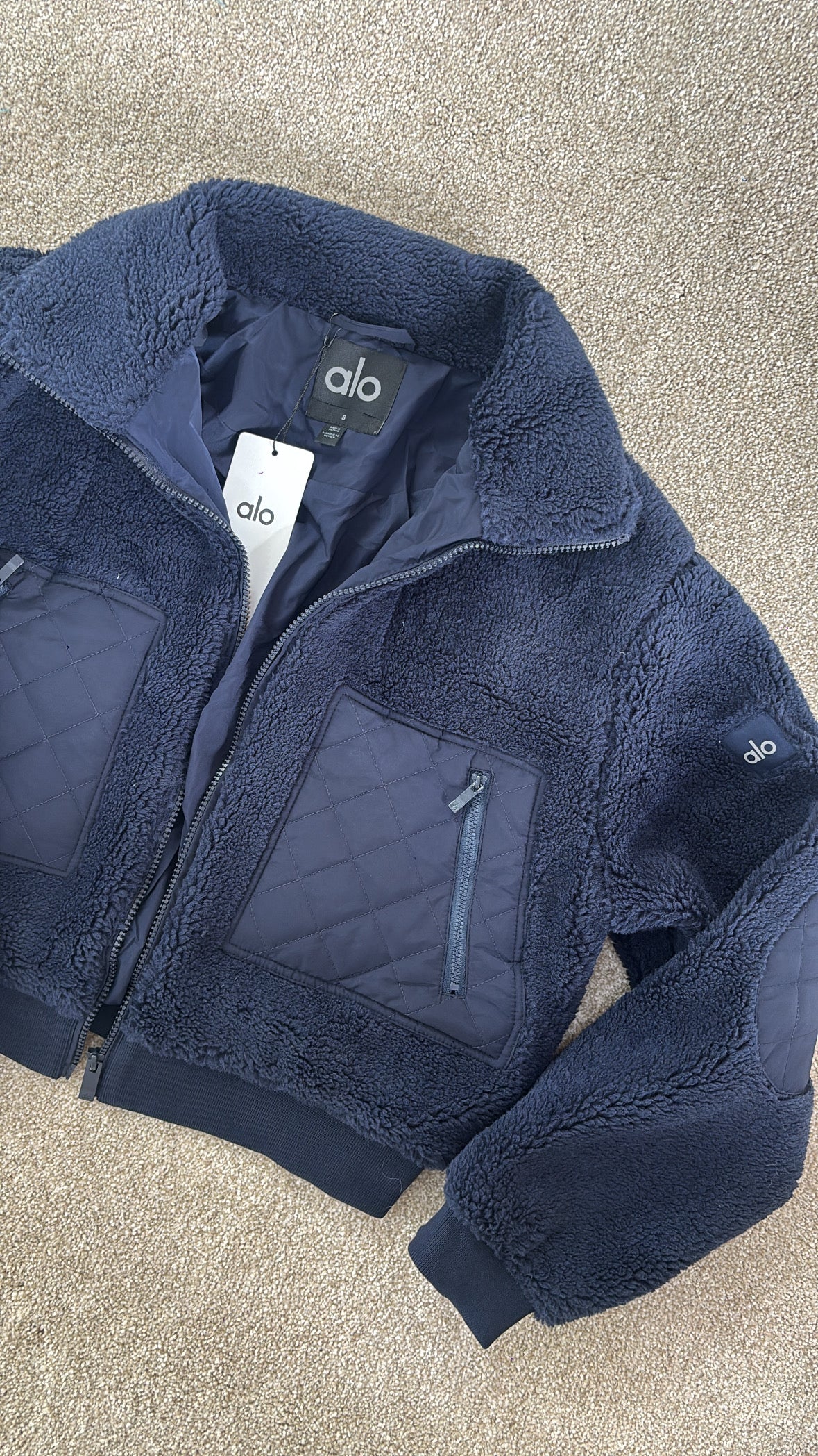 Navy teddy fleece A jacket size xs/s