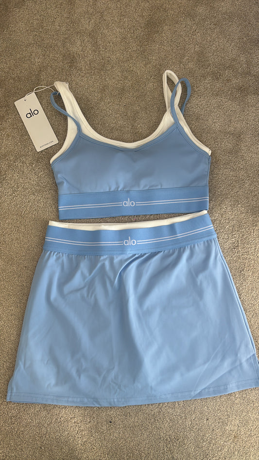 Blue and white a skirt set size small -Rg