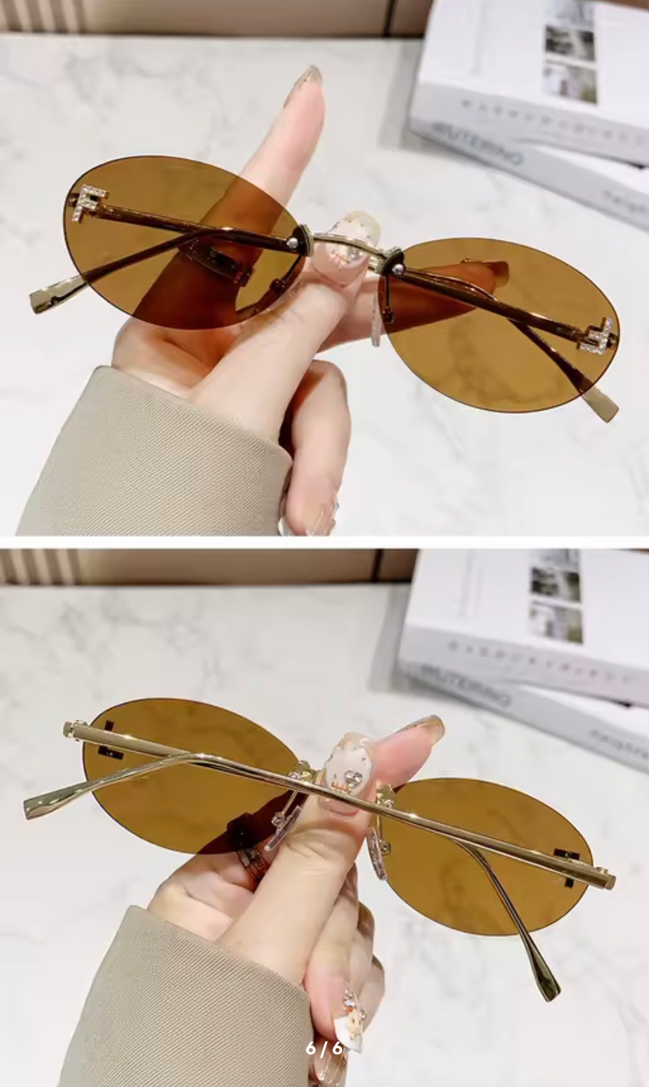 Brown F Oval Sunglasses