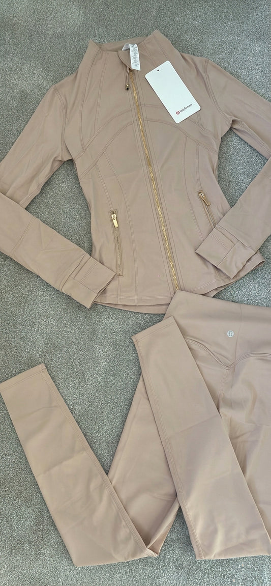 Beige with gold zips Lulu gym sets