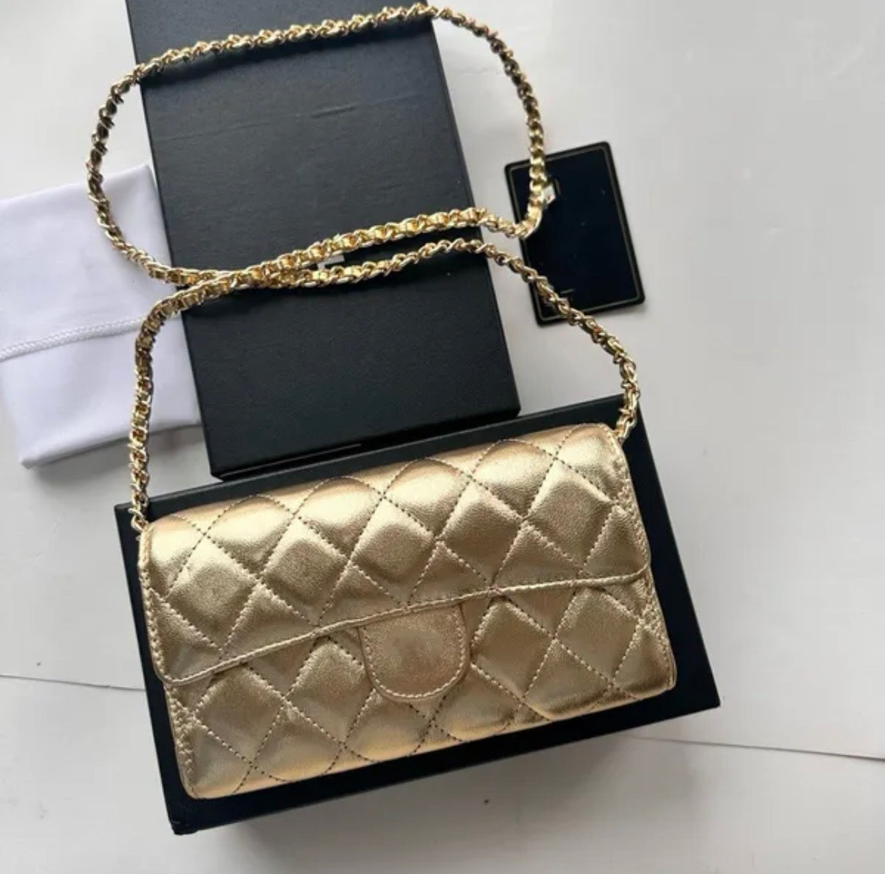 Gold quilted bag mini - AG