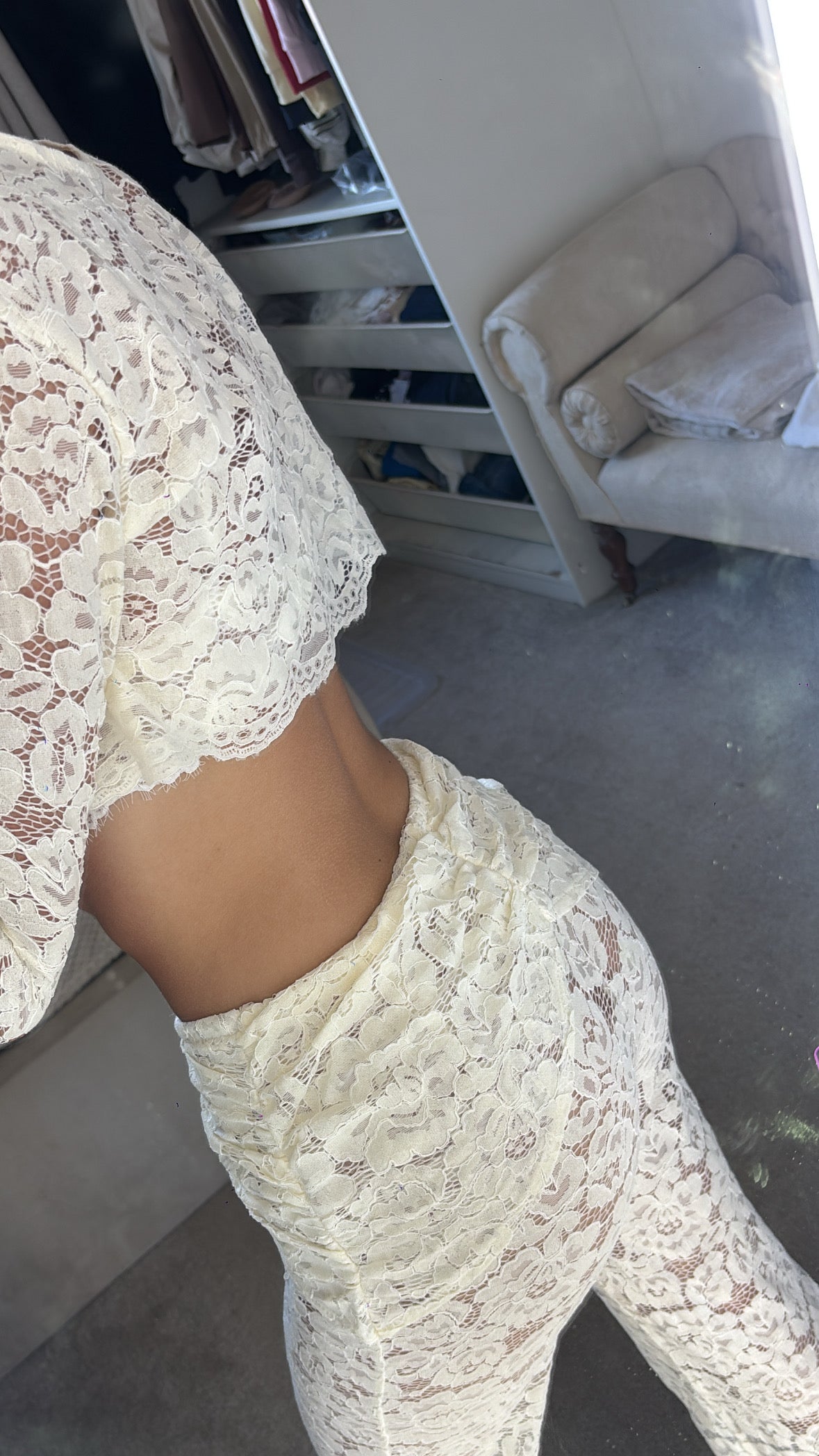 Cream lace flare co ord size S