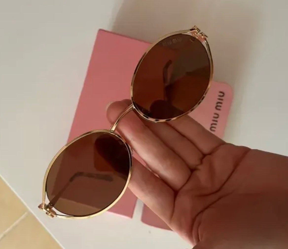 Gold M luxury sunglasses with box