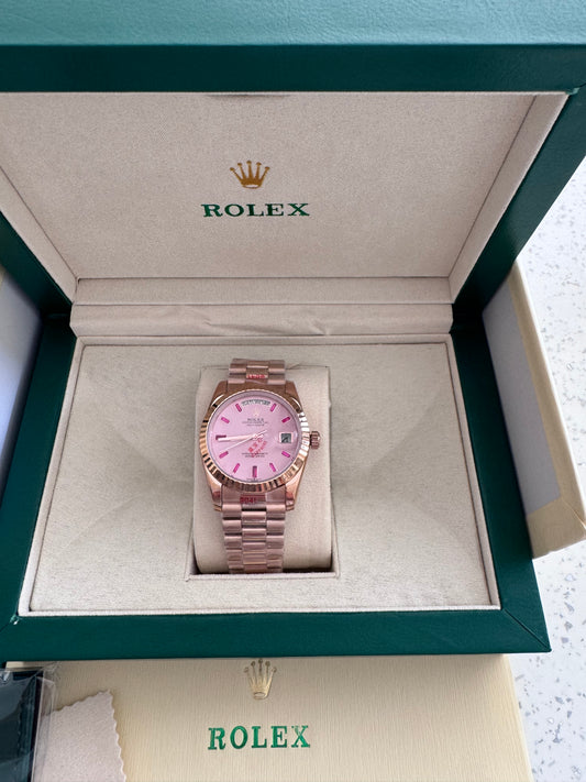 Rose gold automatic watch sapphire numbers - watermelon face - 36mm with box