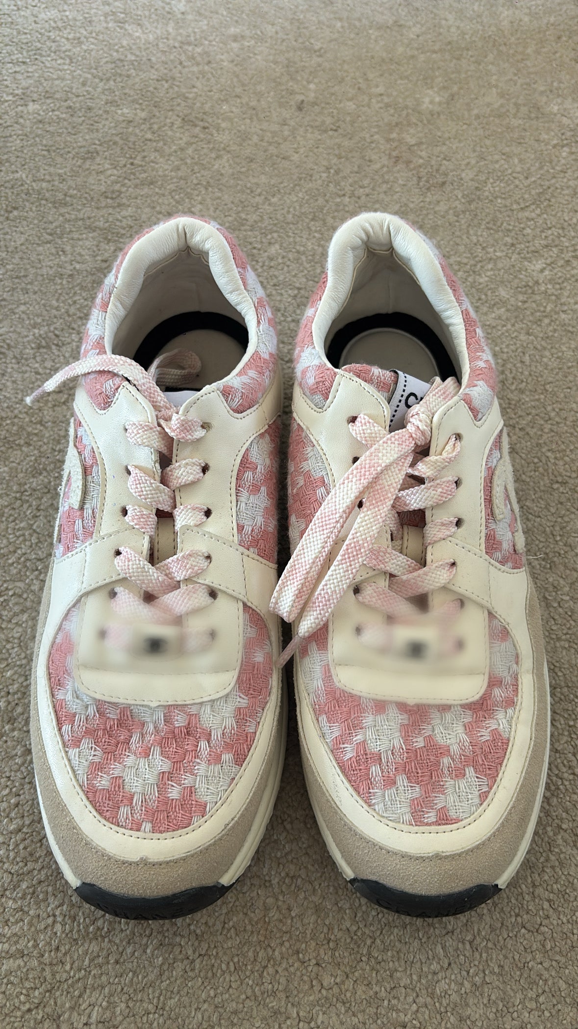 PRE LOVED pink and beige trainers no box size 39/6