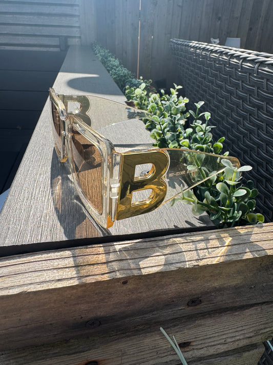 Clear Gold B Sunglasses