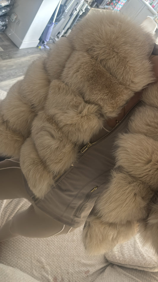 Real fur beige fur coat size XS