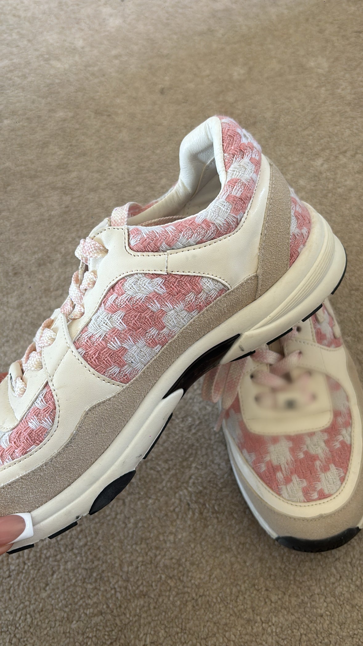 PRE LOVED pink and beige trainers no box size 39/6