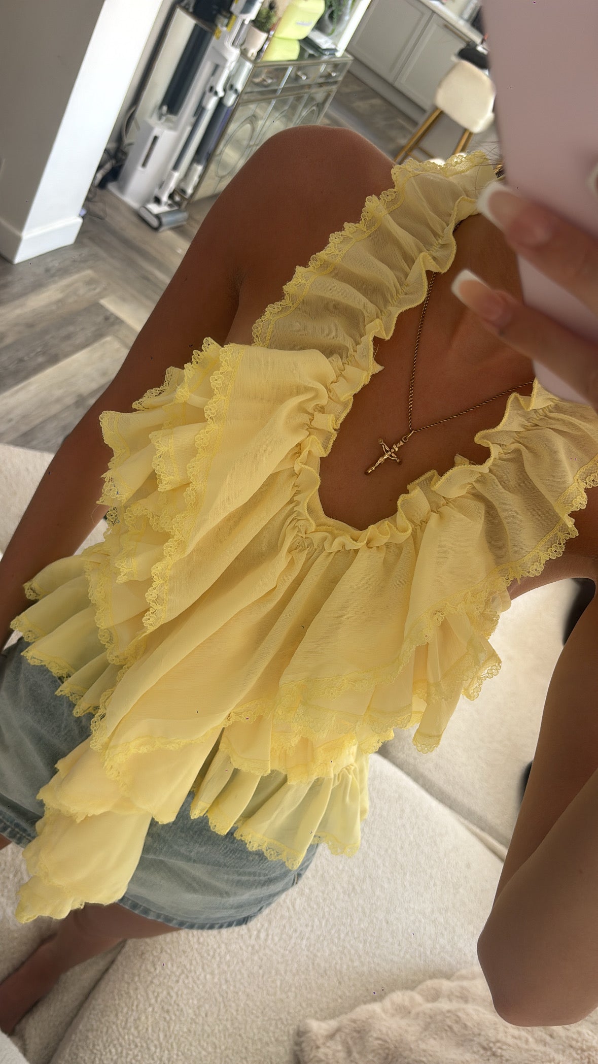 Baby yellow frill top size Small