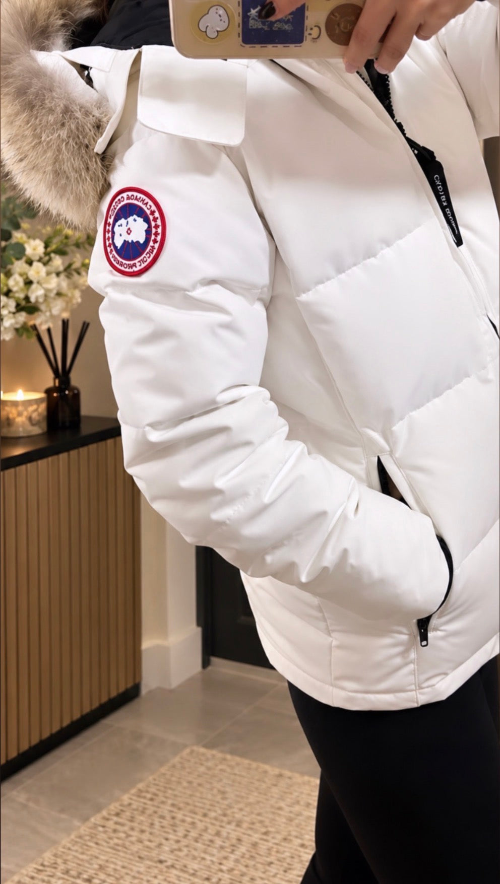 White Canada parka coat with natural fur - AG