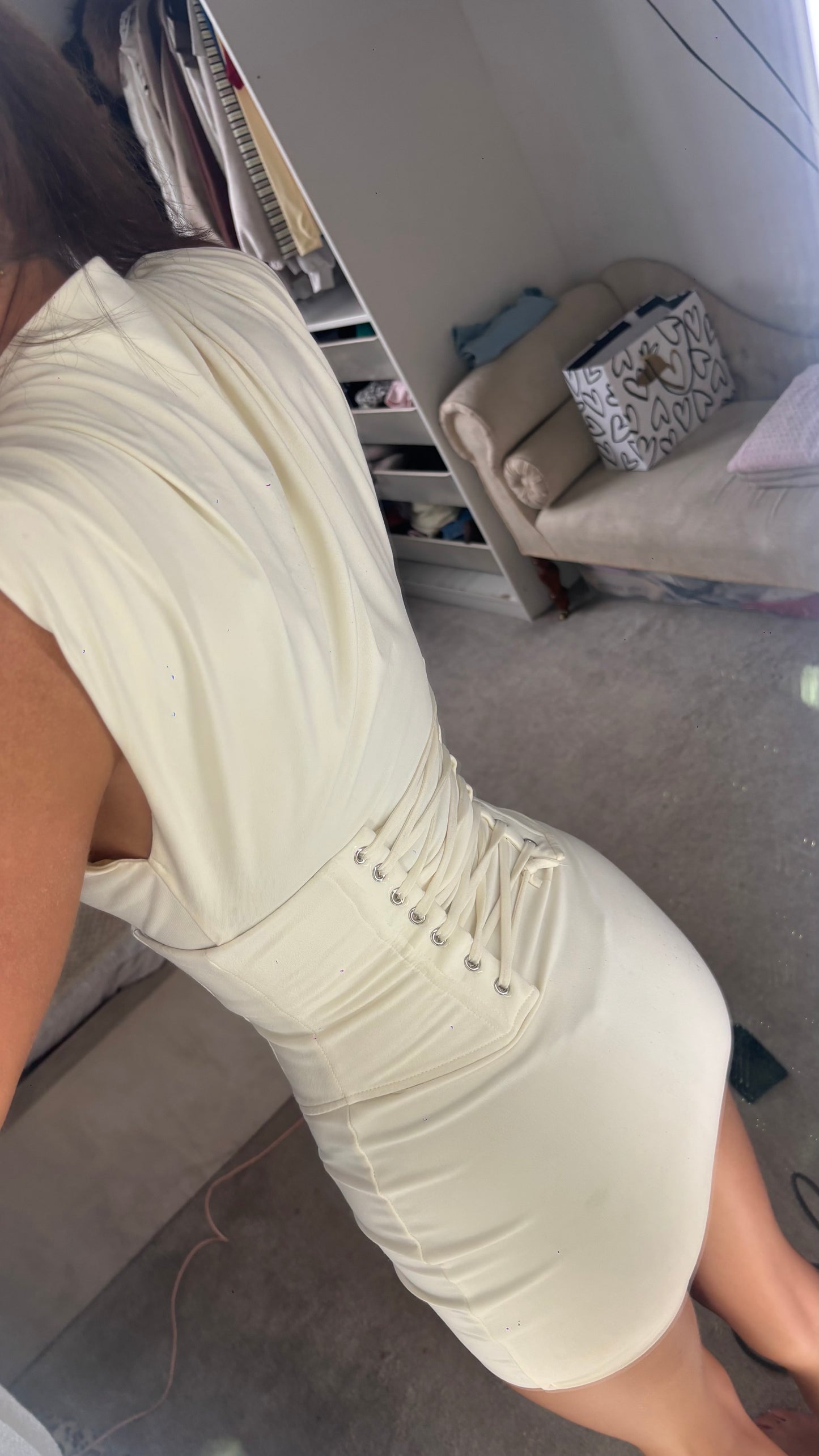 PRE LOVED - Cream Mars the Label mini corset dress size XS