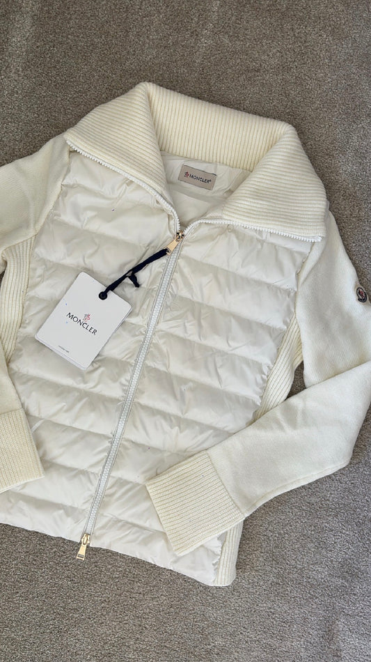 Cream knitted zip up jacket size XS/ small -Rg